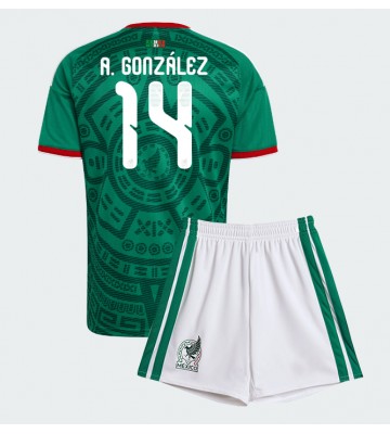 Mexico Armando Gonzalez #14 Hjemmebanetrøje Børn VM 2026 Kortærmet (+ Korte bukser)